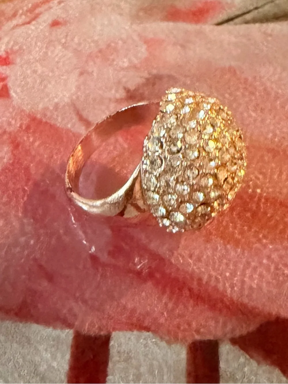 Thalia Sodi Rose Gold Pave Dome Ring with Clear Crystals